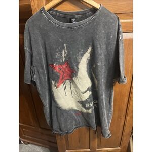 Romwe Goth Grunge T Shirt Full Face Red Star Put Away Your Fears XL Extra Large